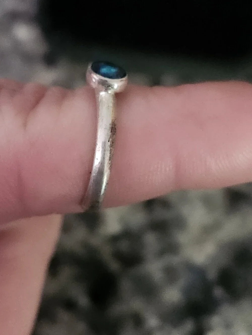 Set Of 2 Silver Open Band Toe Rings -Blue Stone Accent & Textured Design